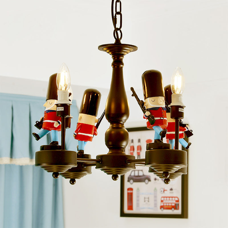 Candle Foyer Kindergarten Hanging Light with Solider Metal Cartoon Chandelier Light 4 Black Clearhalo 'Ceiling Lights' 'Chandeliers' Lighting' options 205384_be588e30-a681-4cc3-b643-195fe3acdbf2