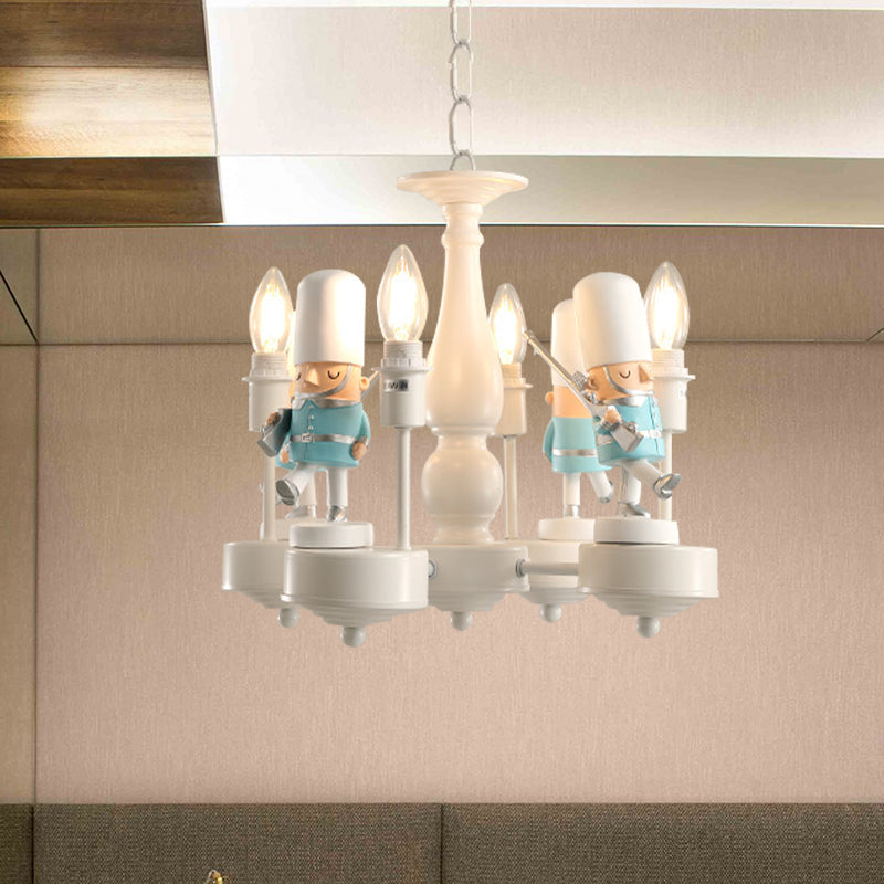 Candle Foyer Kindergarten Hanging Light with Solider Metal Cartoon Chandelier Light 4 White Clearhalo 'Ceiling Lights' 'Chandeliers' Lighting' options 205388_e8c77492-1af0-4d2a-ab66-b6343dede680