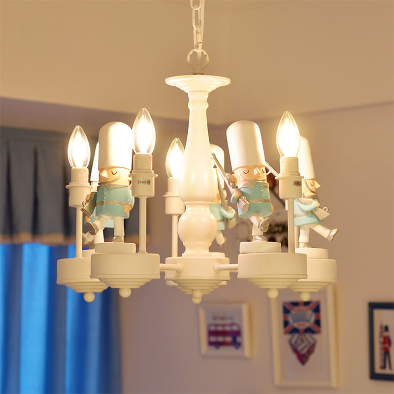 Candle Foyer Kindergarten Hanging Light with Solider Metal Cartoon Chandelier Light 5 White Clearhalo 'Ceiling Lights' 'Chandeliers' Lighting' options 205393_23c7cd71-5a79-4822-8f37-e447077b5183