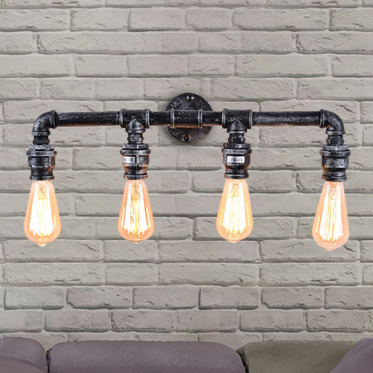 4-Bulb Armed Sconce Lamp Industrial Antique Silver Metal Wall Mounted Light for Living Room Clearhalo 'Art deco wall lights' 'Cast Iron' 'Glass' 'Industrial wall lights' 'Industrial' 'Middle century wall lights' 'Modern' 'Rustic wall lights' 'Tiffany' 'Traditional wall lights' 'Wall Lamps & Sconces' 'Wall Lights' Lighting' 205399