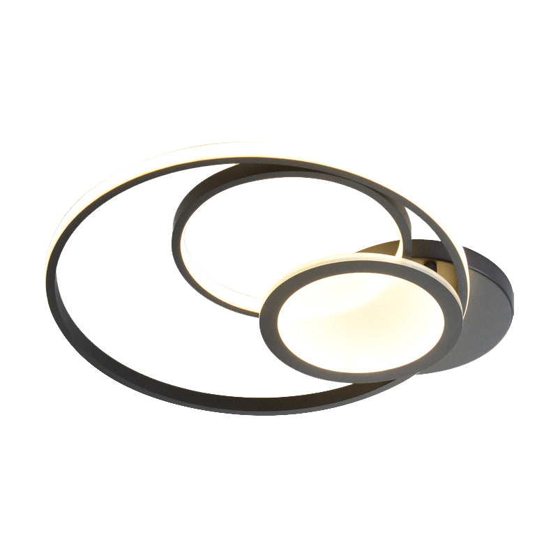 Multi Ring Ceiling Lamp Modern Acrylic Black/White LED Flush Mount Fixture for Bedroom in Warm/White Clearhalo 'Ceiling Lights' 'Close To Ceiling Lights' 'Close to ceiling' 'Flush mount' Lighting' 205448