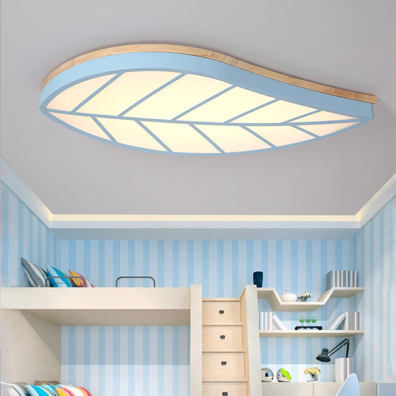 Contemporary Undertint Flush Mount Light Leaf Shade Metal Acrylic Ceiling Lamp for Child Bedroom Clearhalo 'Ceiling Lights' 'Close To Ceiling Lights' 'Close to ceiling' 'Flush mount' Lighting' 205479