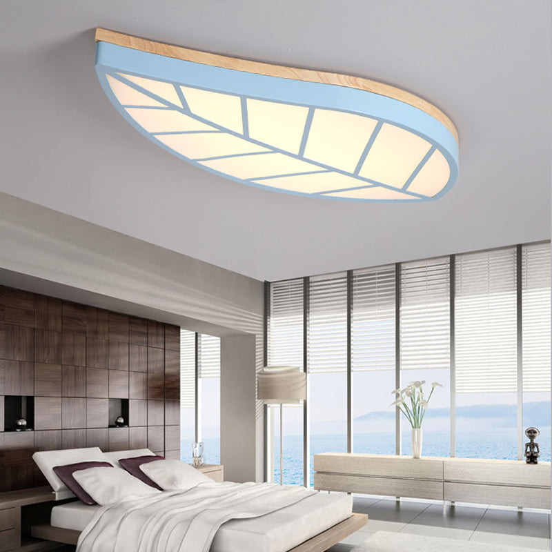 Contemporary Undertint Flush Mount Light Leaf Shade Metal Acrylic Ceiling Lamp for Child Bedroom Clearhalo 'Ceiling Lights' 'Close To Ceiling Lights' 'Close to ceiling' 'Flush mount' Lighting' 205480