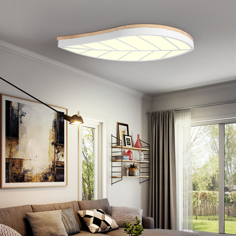 Contemporary Undertint Flush Mount Light Leaf Shade Metal Acrylic Ceiling Lamp for Child Bedroom White Warm Clearhalo 'Ceiling Lights' 'Close To Ceiling Lights' 'Close to ceiling' 'Flush mount' Lighting' 205485