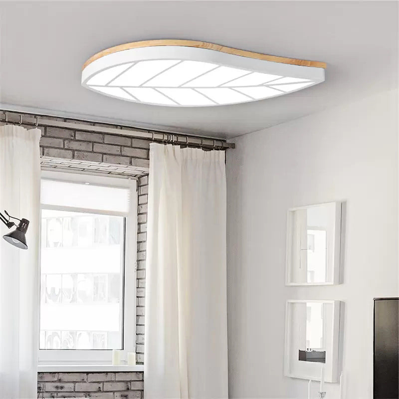 Contemporary Undertint Flush Mount Light Leaf Shade Metal Acrylic Ceiling Lamp for Child Bedroom White White Clearhalo 'Ceiling Lights' 'Close To Ceiling Lights' 'Close to ceiling' 'Flush mount' Lighting' 205487