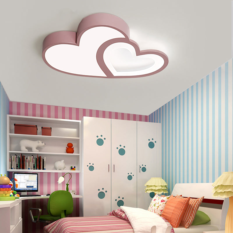 2-Loving Heart Ceiling Mount Light Macaron Loft Acrylic LED Ceiling Lamp for Kindergarten Pink White Clearhalo 'Ceiling Lights' 'Close To Ceiling Lights' 'Close to ceiling' 'Flush mount' Lighting' 205547