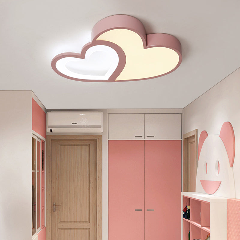 2-Loving Heart Ceiling Mount Light Macaron Loft Acrylic LED Ceiling Lamp for Kindergarten Clearhalo 'Ceiling Lights' 'Close To Ceiling Lights' 'Close to ceiling' 'Flush mount' Lighting' 205549