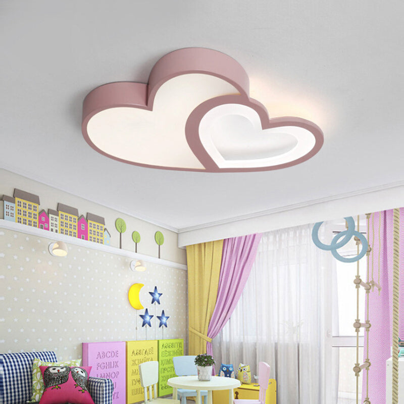 2-Loving Heart Ceiling Mount Light Macaron Loft Acrylic LED Ceiling Lamp for Kindergarten Clearhalo 'Ceiling Lights' 'Close To Ceiling Lights' 'Close to ceiling' 'Flush mount' Lighting' 205550