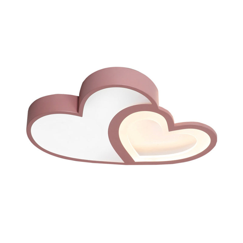 2-Loving Heart Ceiling Mount Light Macaron Loft Acrylic LED Ceiling Lamp for Kindergarten Clearhalo 'Ceiling Lights' 'Close To Ceiling Lights' 'Close to ceiling' 'Flush mount' Lighting' 205551