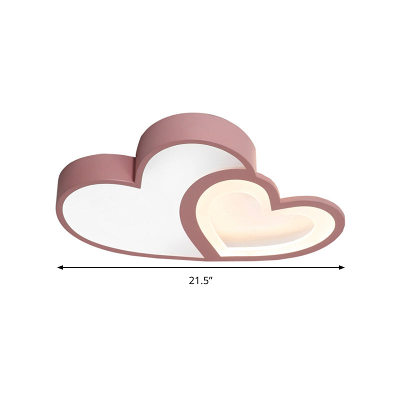 2-Loving Heart Ceiling Mount Light Macaron Loft Acrylic LED Ceiling Lamp for Kindergarten Clearhalo 'Ceiling Lights' 'Close To Ceiling Lights' 'Close to ceiling' 'Flush mount' Lighting' 205552