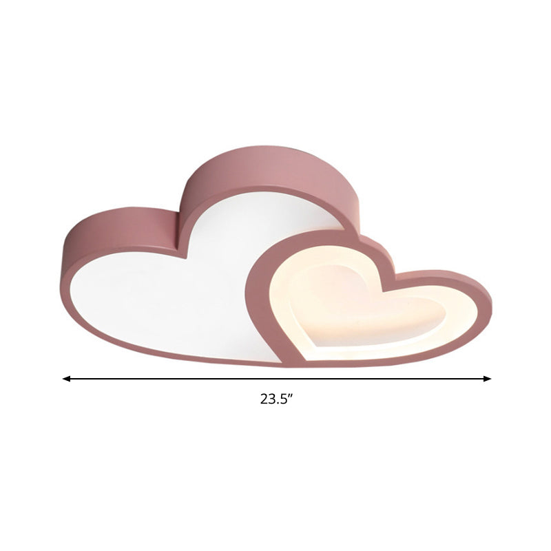 2-Loving Heart Ceiling Mount Light Macaron Loft Acrylic LED Ceiling Lamp for Kindergarten Clearhalo 'Ceiling Lights' 'Close To Ceiling Lights' 'Close to ceiling' 'Flush mount' Lighting' 205553