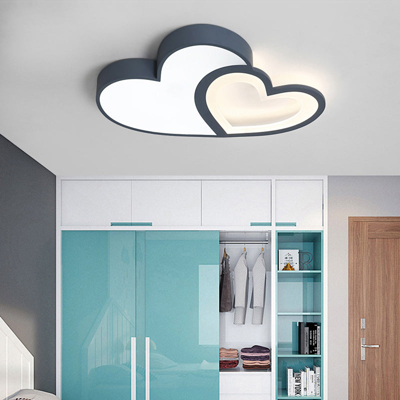 2-Loving Heart Ceiling Mount Light Macaron Loft Acrylic LED Ceiling Lamp for Kindergarten Blue White Clearhalo 'Ceiling Lights' 'Close To Ceiling Lights' 'Close to ceiling' 'Flush mount' Lighting' 205555