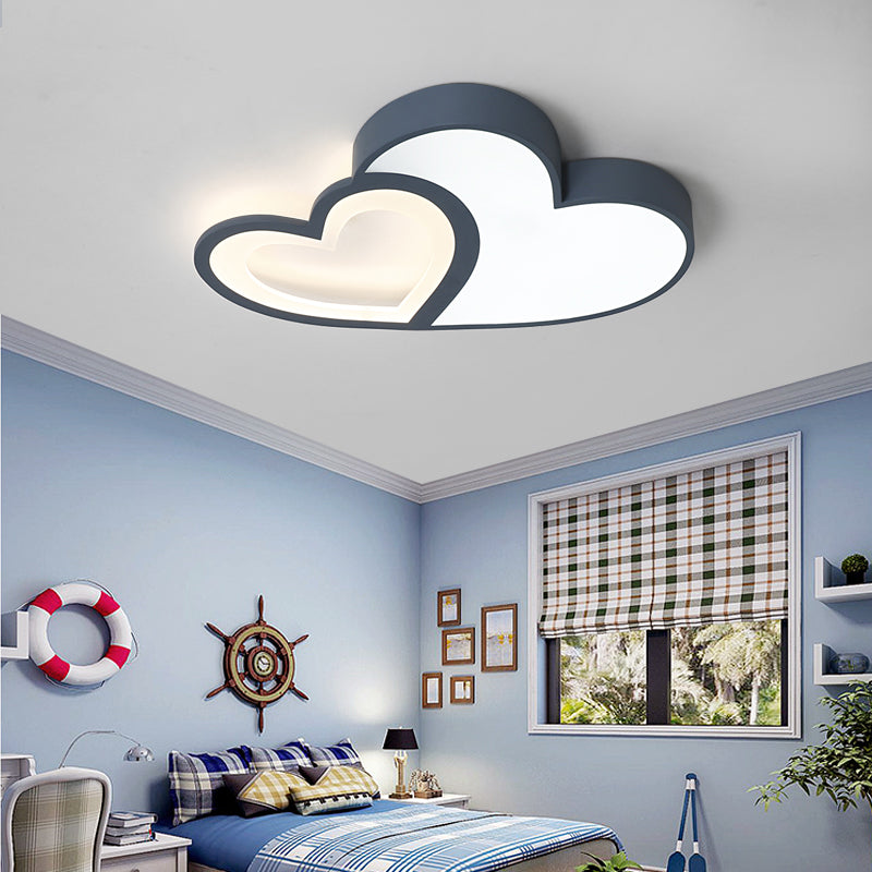 2-Loving Heart Ceiling Mount Light Macaron Loft Acrylic LED Ceiling Lamp for Kindergarten Clearhalo 'Ceiling Lights' 'Close To Ceiling Lights' 'Close to ceiling' 'Flush mount' Lighting' 205556