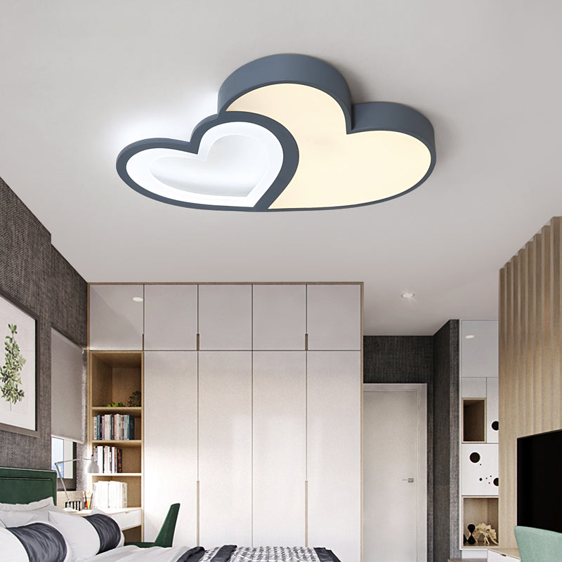 2-Loving Heart Ceiling Mount Light Macaron Loft Acrylic LED Ceiling Lamp for Kindergarten Blue Warm Clearhalo 'Ceiling Lights' 'Close To Ceiling Lights' 'Close to ceiling' 'Flush mount' Lighting' 205557