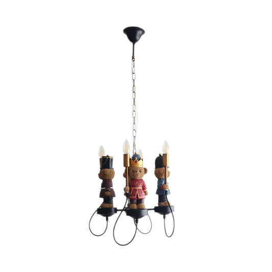 Multi-Colored Toy Bear Chandelier 4 Lights Kids Metal Hanging Lamp for Child Bedroom Clearhalo 'Ceiling Lights' 'Chandeliers' Lighting' options 205576
