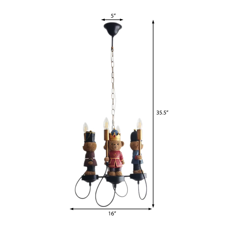 Multi-Colored Toy Bear Chandelier 4 Lights Kids Metal Hanging Lamp for Child Bedroom Clearhalo 'Ceiling Lights' 'Chandeliers' Lighting' options 205577