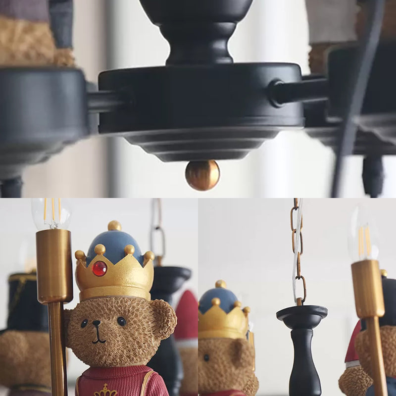 Multi-Colored Toy Bear Chandelier 4 Lights Kids Metal Hanging Lamp for Child Bedroom Clearhalo 'Ceiling Lights' 'Chandeliers' Lighting' options 205578