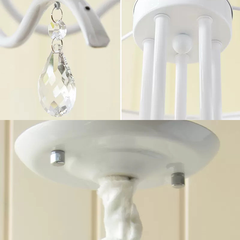 Modern Stylish Drum Chandelier Fabric Metal Hanging Lamp in White for Child Bedroom Clearhalo 'Ceiling Lights' 'Chandeliers' Lighting' options 205592