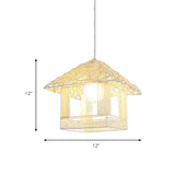 Restaurant Gazebo Suspension Light Metal 1 Head Creative Pendant Light in White Clearhalo 'Ceiling Lights' 'Pendant Lights' 'Pendants' Lighting' 205604