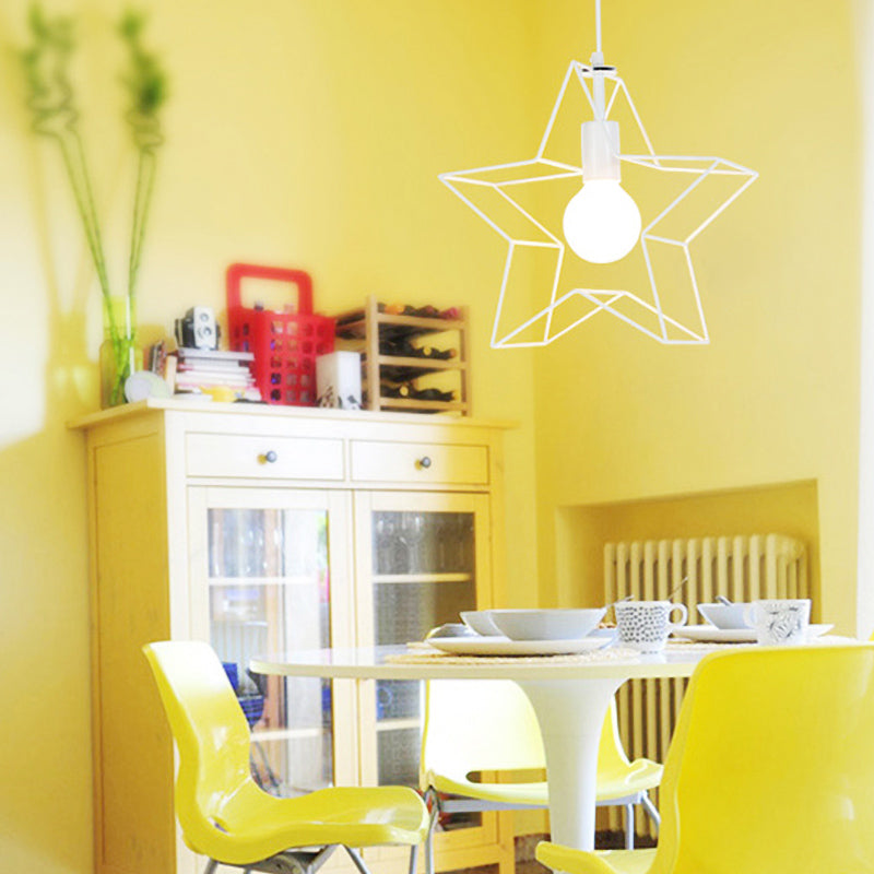 Metal Star Suspension Light 1 Bulb Contemporary Hanging Light in White Clearhalo 'Ceiling Lights' 'Pendant Lights' 'Pendants' Lighting' 205612