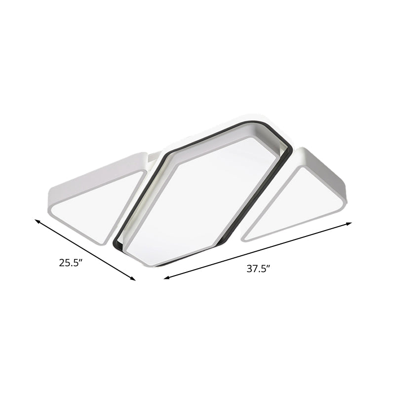 Spliced Rectangle LED Flush Ceiling Light Modern Metal White Living Room Ceiling Flush Mount with Acrylic Diffuser, 25.5"/37.5" W Clearhalo 'Ceiling Lights' 'Close To Ceiling Lights' 'Close to ceiling' 'Flush mount' Lighting' 205622