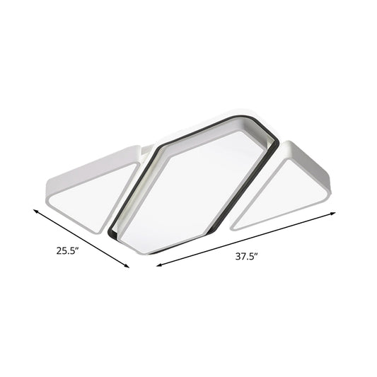 Spliced Rectangle LED Flush Ceiling Light Modern Metal White Living Room Ceiling Flush Mount with Acrylic Diffuser, 25.5"/37.5" W Clearhalo 'Ceiling Lights' 'Close To Ceiling Lights' 'Close to ceiling' 'Flush mount' Lighting' 205622