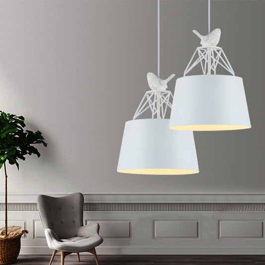 1 Head Animal Pendant Lamp with Bucket Shade Modern Stylish Metal Hanging Light in White Clearhalo 'Ceiling Lights' 'Pendant Lights' 'Pendants' Lighting' 205633