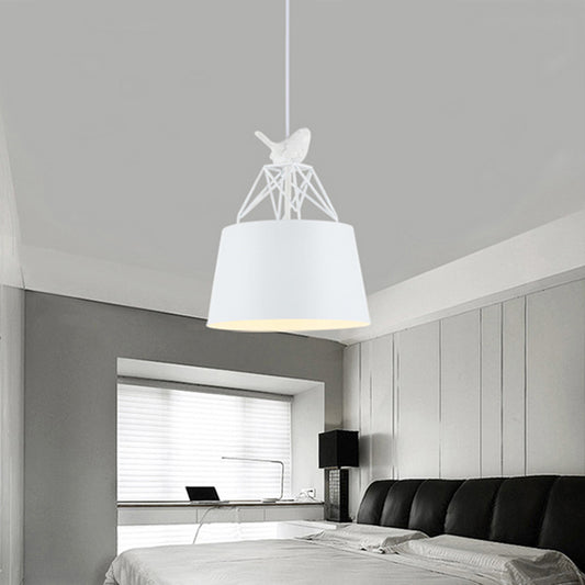 1 Head Animal Pendant Lamp with Bucket Shade Modern Stylish Metal Hanging Light in White Clearhalo 'Ceiling Lights' 'Pendant Lights' 'Pendants' Lighting' 205634