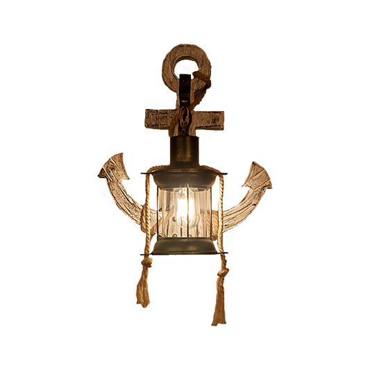 Clear Glass Kerosene Sconce Lighting Rustic Style 1 Light Indoor Wall Mounted Lamp in Bronze Clearhalo 'Art deco wall lights' 'Cast Iron' 'Glass' 'Industrial wall lights' 'Industrial' 'Middle century wall lights' 'Modern' 'Rustic wall lights' 'Tiffany' 'Traditional wall lights' 'Wall Lamps & Sconces' 'Wall Lights' Lighting' 205680