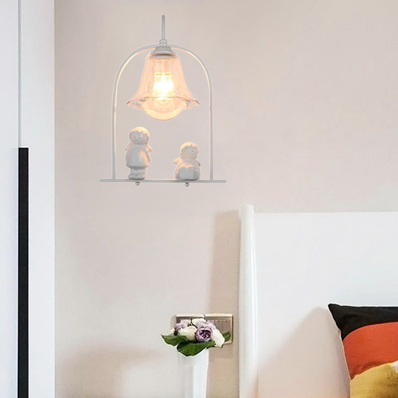 White Little Kid Deco Wall Light One Light Modern Stylish Metal Wall Lamp for Kitchen Clearhalo 'Wall Lamps & Sconces' 'Wall Lights' Lighting' 205683