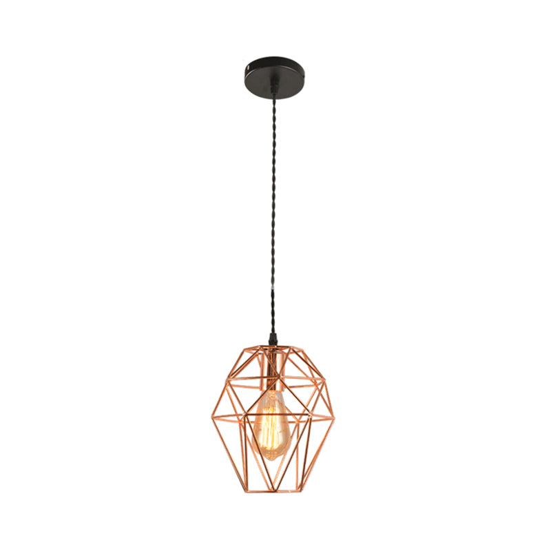 Metal Geometric Shaped Hanging Light Simplicity 1-Light Dining Room Pendant Light Fixture in Rose Gold Clearhalo 'Art Deco Pendants' 'Cast Iron' 'Ceiling Lights' 'Ceramic' 'Crystal' 'Industrial Pendants' 'Industrial' 'Metal' 'Middle Century Pendants' 'Pendant Lights' 'Pendants' 'Tiffany' Lighting' 2057411