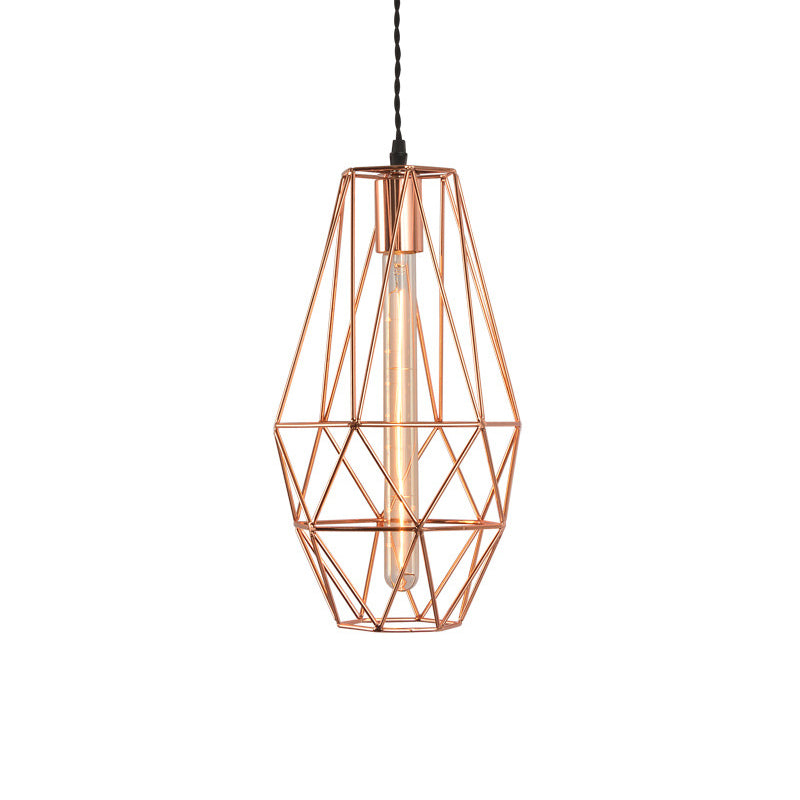 Metal Geometric Shaped Hanging Light Simplicity 1-Light Dining Room Pendant Light Fixture in Rose Gold Clearhalo 'Art Deco Pendants' 'Cast Iron' 'Ceiling Lights' 'Ceramic' 'Crystal' 'Industrial Pendants' 'Industrial' 'Metal' 'Middle Century Pendants' 'Pendant Lights' 'Pendants' 'Tiffany' Lighting' 2057413