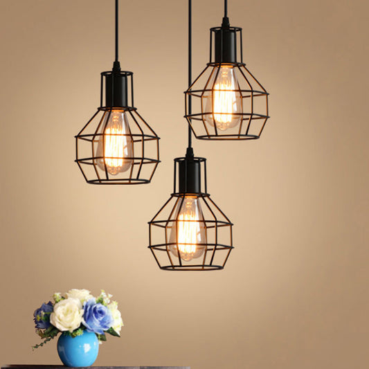 Black Grenade Cage Hanging Light Simplicity Iron 1 Bulb Dining Room Pendant Light Fixture Black Clearhalo 'Art Deco Pendants' 'Black' 'Cast Iron' 'Ceiling Lights' 'Ceramic' 'Crystal' 'Industrial' 'Metal' 'Pendant Lights' 'Rustic Pendants' 'Tiffany' Lighting' 2057446