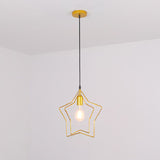 Star Cage Metal Pendant Light Antique 1-Light Dining Room Hanging Light Fixture in Gold Gold 2 Tiers Clearhalo 'Art Deco Pendants' 'Cast Iron' 'Ceiling Lights' 'Ceramic' 'Crystal' 'Industrial Pendants' 'Industrial' 'Metal' 'Middle Century Pendants' 'Pendant Lights' 'Pendants' 'Tiffany' Lighting' 2057487