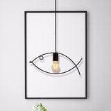 Black Fish Shaped Suspension Light Nordic Style Iron 1 Head Dining Room Pendant Ceiling Light Black Clearhalo 'Art Deco Pendants' 'Black' 'Cast Iron' 'Ceiling Lights' 'Ceramic' 'Crystal' 'Industrial' 'Metal' 'Pendant Lights' 'Rustic Pendants' 'Tiffany' Lighting' 2057493