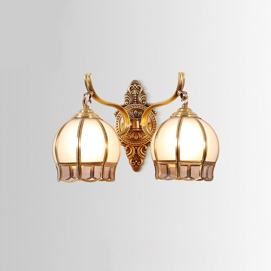 Globe Cream Glass Wall Light Fixture Vintage Living Room Wall Mounted Lamp in Gold Clearhalo 'Wall Lamps & Sconces' 'Wall Lights' Lighting' 2057610