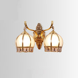 Globe Cream Glass Wall Light Fixture Vintage Living Room Wall Mounted Lamp in Gold Clearhalo 'Wall Lamps & Sconces' 'Wall Lights' Lighting' 2057610