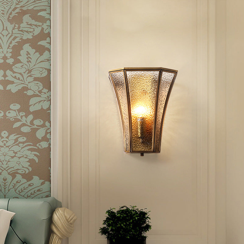 Gold Trumpet Flared Wall Mount Light Minimalism Glass Single Corridor Wall Lighting Clearhalo 'Wall Lamps & Sconces' 'Wall Lights' Lighting' 2057620