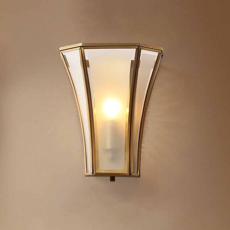 Gold Trumpet Flared Wall Mount Light Minimalism Glass Single Corridor Wall Lighting Clearhalo 'Wall Lamps & Sconces' 'Wall Lights' Lighting' 2057625