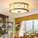 Cream Glass Drum Shaped Flush Mount Lighting Classic Corridor Flush Mount Fixture in Gold Clearhalo 'Ceiling Lights' 'Close To Ceiling Lights' 'Close to ceiling' 'Flush mount' Lighting' 2057701