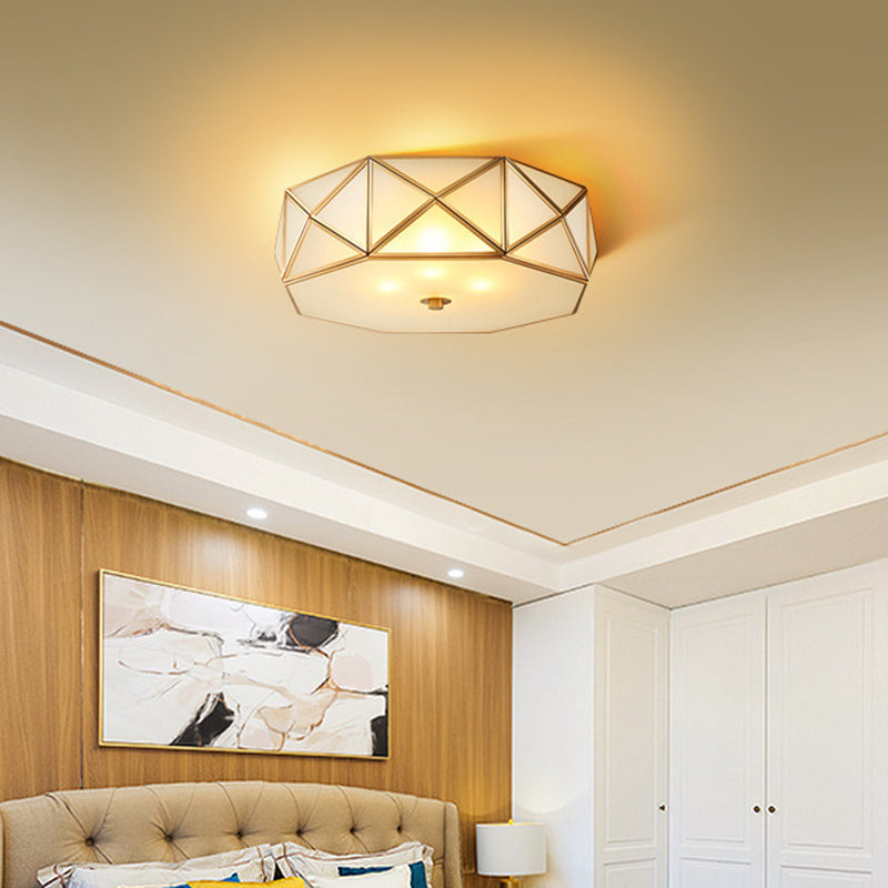 Contemporary Geometric Shaped Flush Ceiling Light 4 Bulbs Opal Glass Flush Mount Lighting Fixture in Gold Clearhalo 'Ceiling Lights' 'Close To Ceiling Lights' 'Close to ceiling' 'Flush mount' Lighting' 2057718