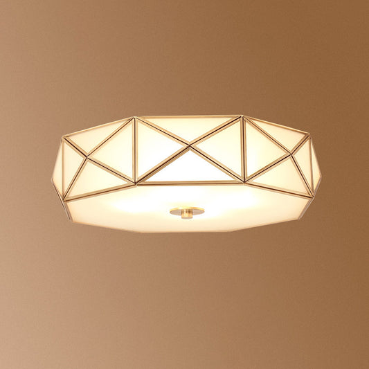 Contemporary Geometric Shaped Flush Ceiling Light 4 Bulbs Opal Glass Flush Mount Lighting Fixture in Gold Gold 18" B Clearhalo 'Ceiling Lights' 'Close To Ceiling Lights' 'Close to ceiling' 'Flush mount' Lighting' 2057720