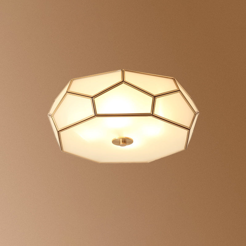 Contemporary Geometric Shaped Flush Ceiling Light 4 Bulbs Opal Glass Flush Mount Lighting Fixture in Gold Clearhalo 'Ceiling Lights' 'Close To Ceiling Lights' 'Close to ceiling' 'Flush mount' Lighting' 2057721