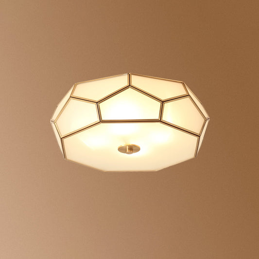 Contemporary Geometric Shaped Flush Ceiling Light 4 Bulbs Opal Glass Flush Mount Lighting Fixture in Gold Clearhalo 'Ceiling Lights' 'Close To Ceiling Lights' 'Close to ceiling' 'Flush mount' Lighting' 2057721