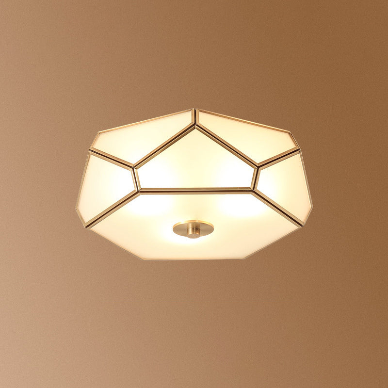 Contemporary Geometric Shaped Flush Ceiling Light 4 Bulbs Opal Glass Flush Mount Lighting Fixture in Gold Gold A Clearhalo 'Ceiling Lights' 'Close To Ceiling Lights' 'Close to ceiling' 'Flush mount' Lighting' 2057722