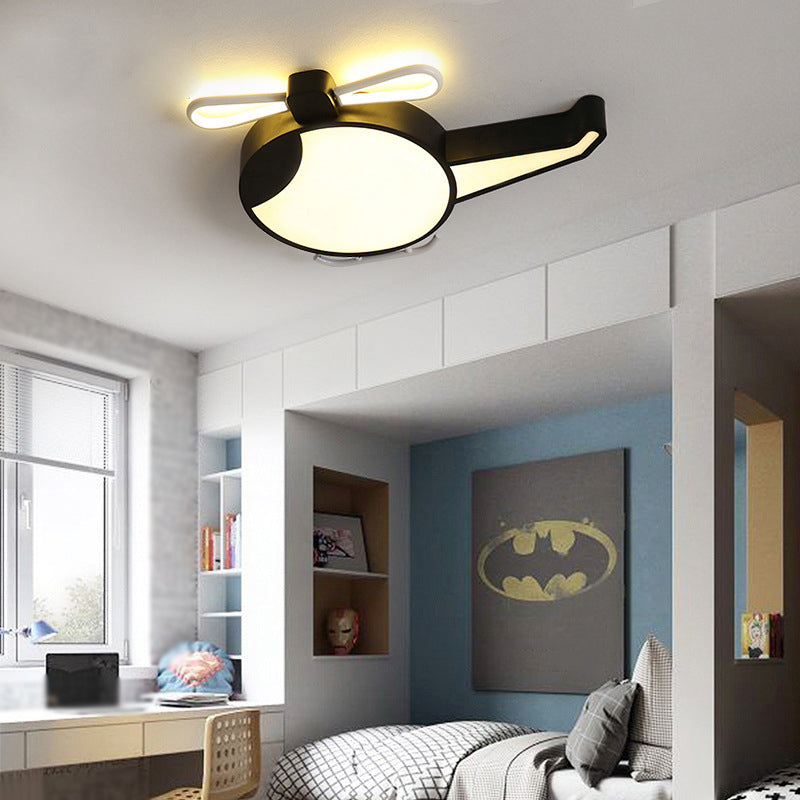 Cartoon Aircraft Shape Flush Light Metal Child Room LED Flush Ceiling Light Fixture Black Clearhalo 'Ceiling Lights' 'Close To Ceiling Lights' 'Close to ceiling' 'Flush mount' Lighting' 2057800