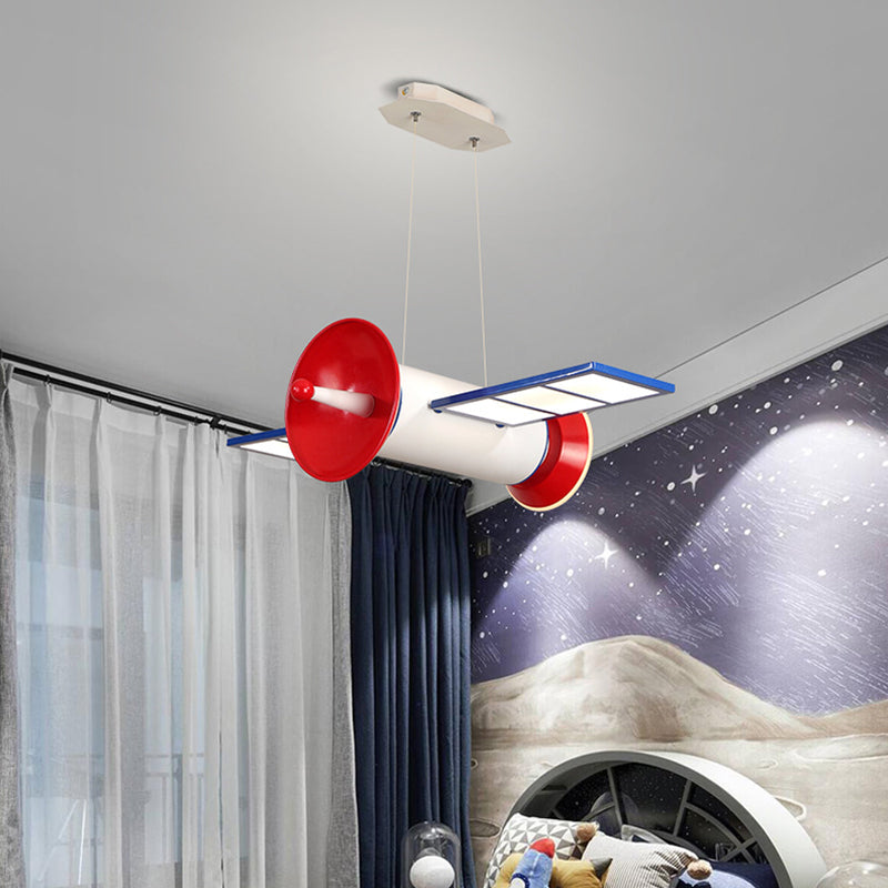 Satellite Shaped Chandelier Lamp Minimalist Acrylic Bedroom LED Hanging Light in Blue-Red Blue-Red Clearhalo 'Ceiling Lights' 'Chandeliers' Lighting' options 2057813_5ef5c6f9-572b-450d-b244-d588c39921b4