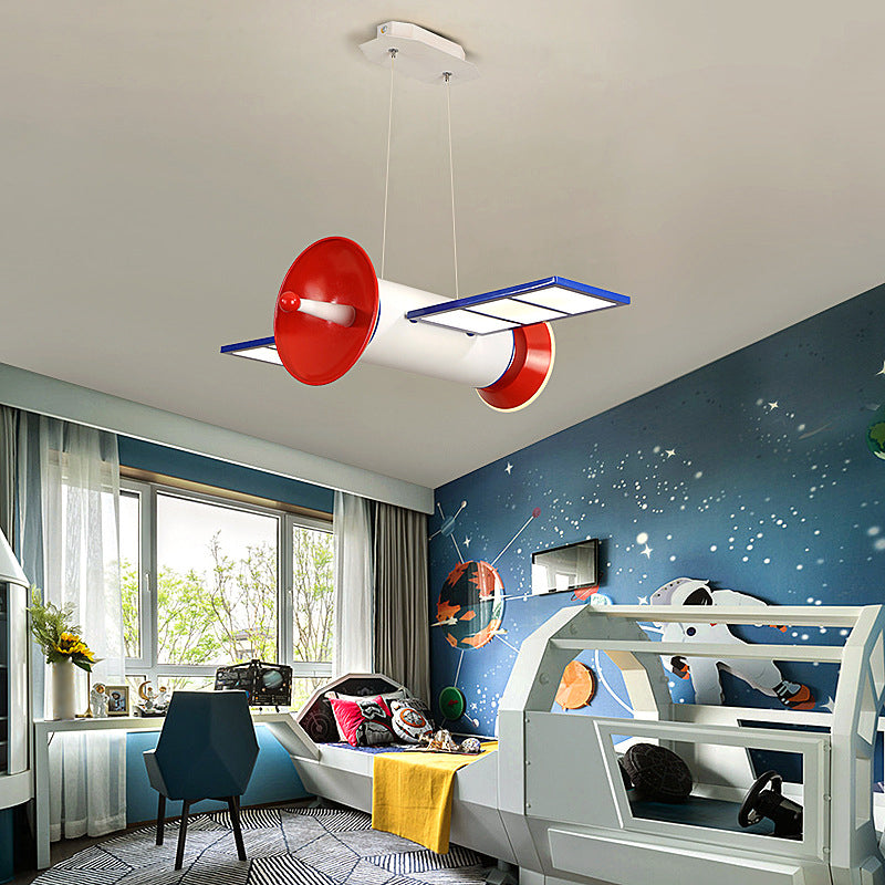 Satellite Shaped Chandelier Lamp Minimalist Acrylic Bedroom LED Hanging Light in Blue-Red Clearhalo 'Ceiling Lights' 'Chandeliers' Lighting' options 2057814