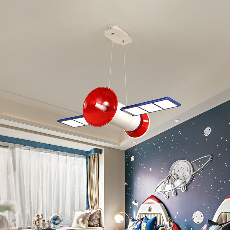 Satellite Shaped Chandelier Lamp Minimalist Acrylic Bedroom LED Hanging Light in Blue-Red Clearhalo 'Ceiling Lights' 'Chandeliers' Lighting' options 2057815