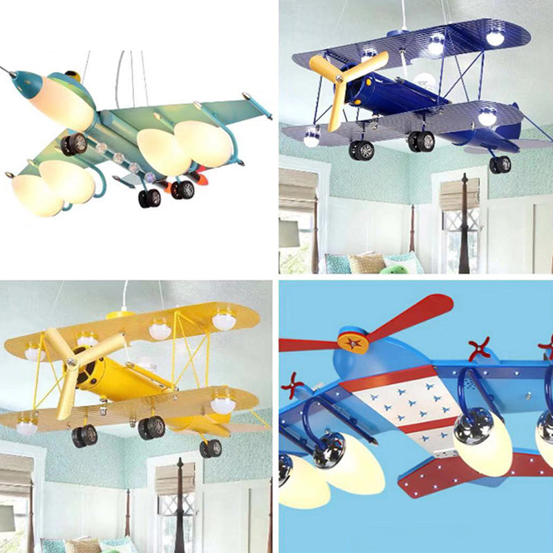 Contemporary Aircraft Shaped Chandelier Lighting Metal Kindergarten LED Pendant Light Clearhalo 'Ceiling Lights' 'Chandeliers' Lighting' options 2057830